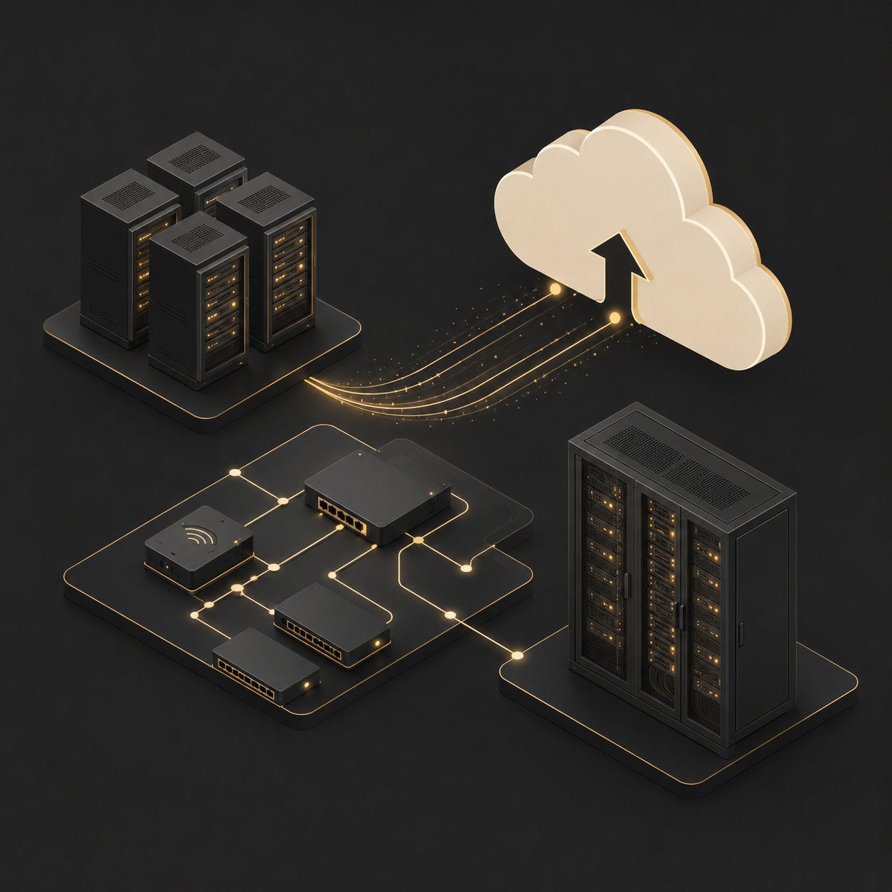 Schematic view of cloud, network and datacenter migration